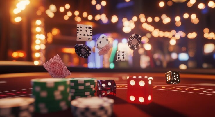 Live Lucky Twins dealer at mpo303 studio drawing two cards in HD stream